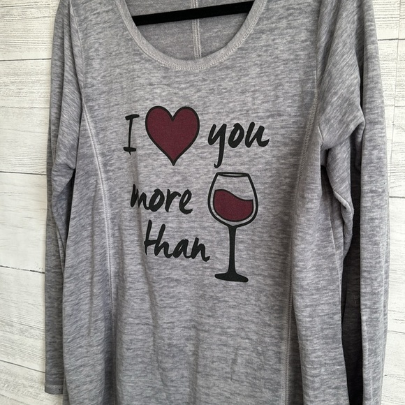 Absolutely Famous Long Sleeve Top I Love You More Than Wine | SIZE L - Picture 3 of 6